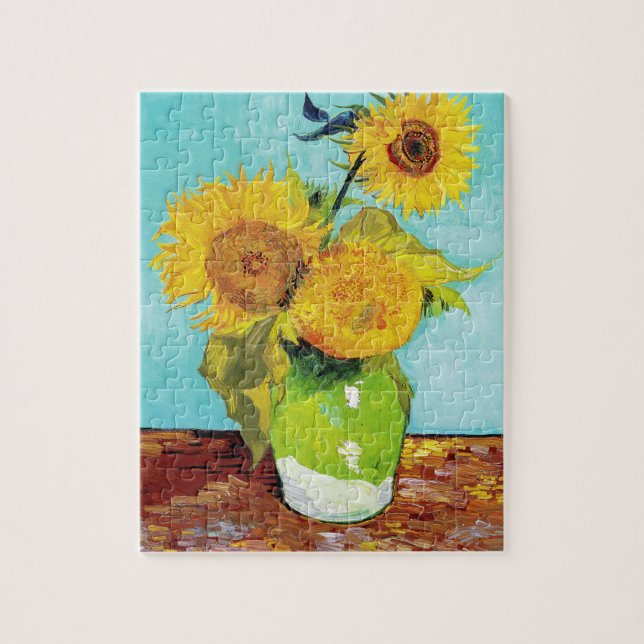 Vincent Van Gogh Tre solblommor i Vas Pussel (Vertikal)