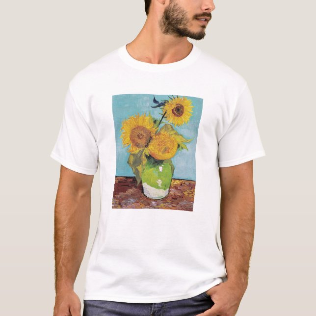 Vincent Van Gogh - Tre solblommor i Vas T Shirt (Framsida)