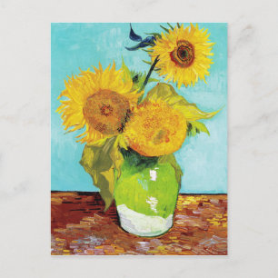 Vincent Van Gogh Tre solblommor i Vas Vykort