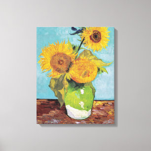 Vincent Van Gogh - Tre solrosor i en vas Canvastryck
