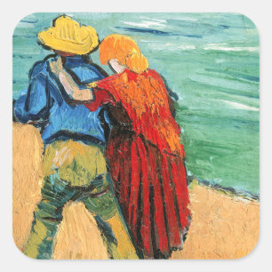 Vincent van Gogh - Två Älskare Fyrkantigt Klistermärke
