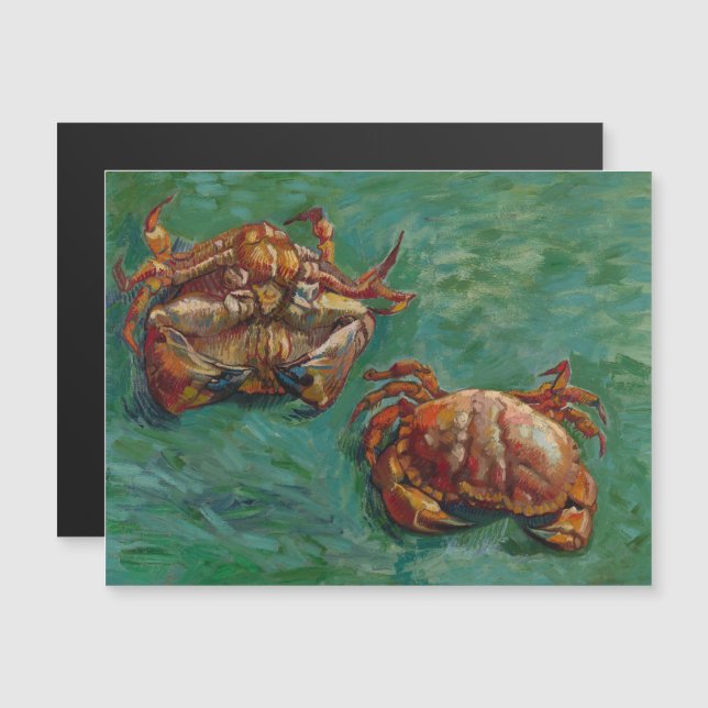 Vincent Van Gogh, två Crabs Magnetisk Inbjudningskort (Fram/baksida)