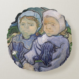 Vincent Van Gogh två liten flicka, 1890 Rund Kudde