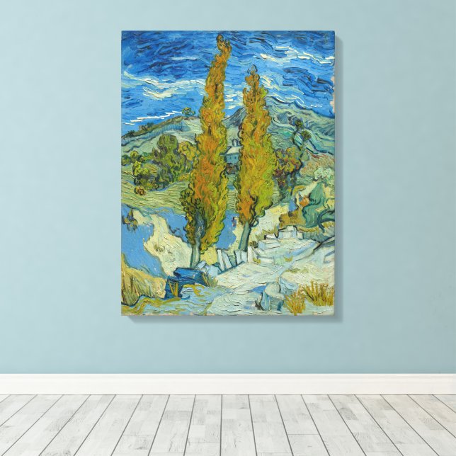 Vincent Van Gogh, två poplars i Alpelare Canvastryck (Insitu (trägolv))