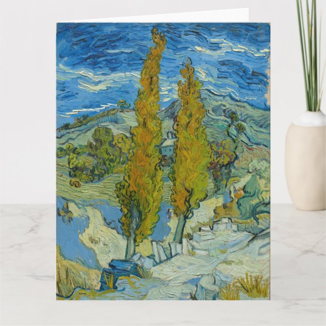 Vincent Van Gogh, två poplars i Alpelare Kort (Framsida)
