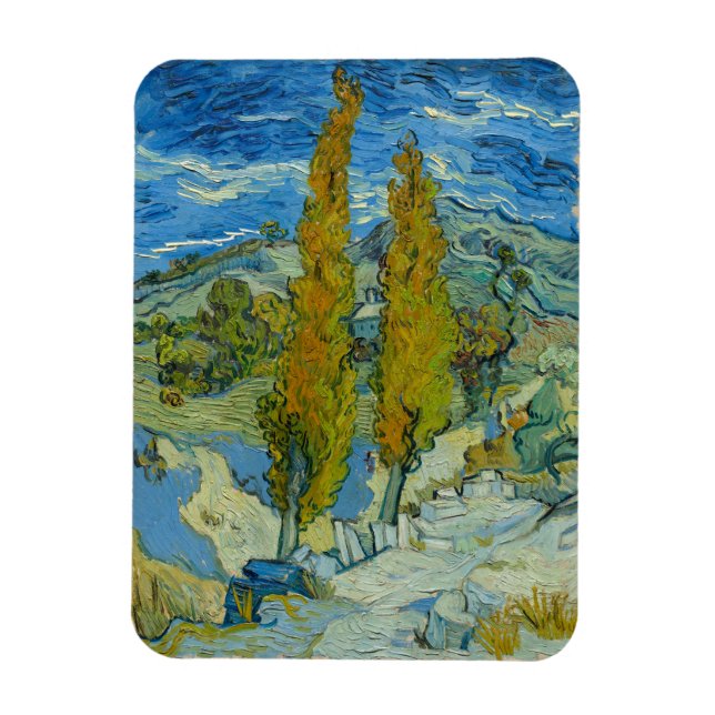 Vincent Van Gogh, två poplars i Alpelare Magnet (Vertikal)