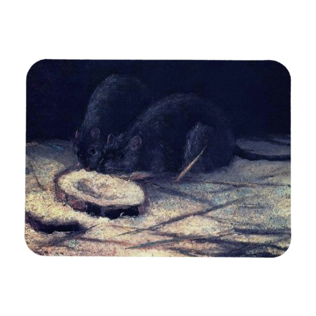 Vincent Van Gogh - Två råttor - Rat Lover Fine Art Magnet (Horisontell)