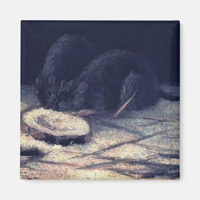 Vincent Van Gogh - Två råttor - Rat Lover Fine Art Magnet (Framsidan)