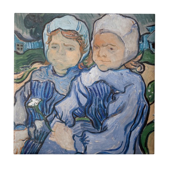 Vincent van Gogh - Två små flickor Kakelplatta (Framsidan)