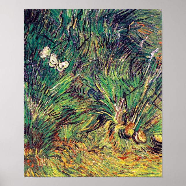 Vincent Van Gogh - Två vita fjärilar fin konst Poster (Framsidan)