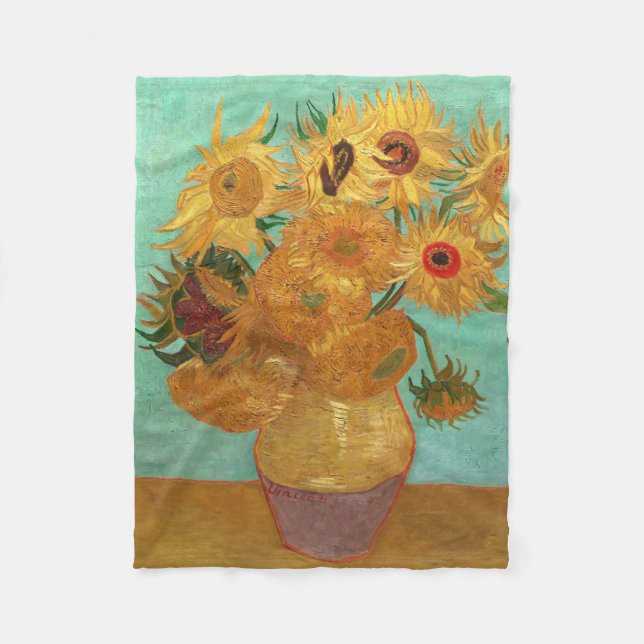 Vincent Van Gogh Twelve-blommor i A Vas Fleecefilt (Framsidan)