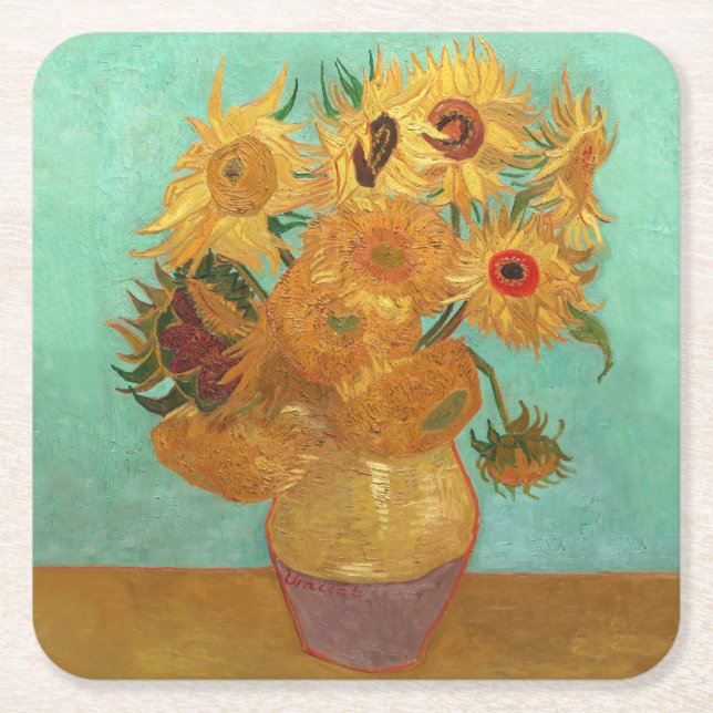Vincent Van Gogh Twelve-blommor i A Vas Underlägg Papper Kvadrat (Framsidan)