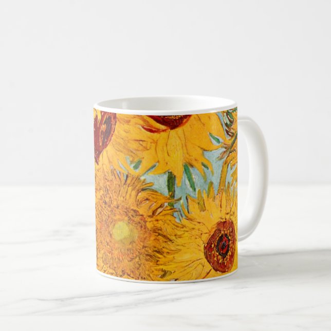 Vincent Van Gogh Twelve Sunblommor i Vas Art Kaffemugg (Framsida höger)