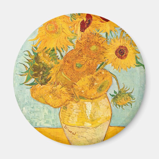 Vincent Van Gogh Twelve Sunblommor i Vas Art Magnet (Framsidan)