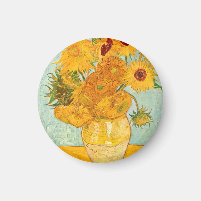 Vincent Van Gogh Twelve Sunblommor i Vas Art Magnet (Framsidan)