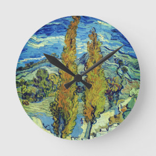 Vincent Van Gogh Two Poplars på Saint-Rémy Rund Klocka