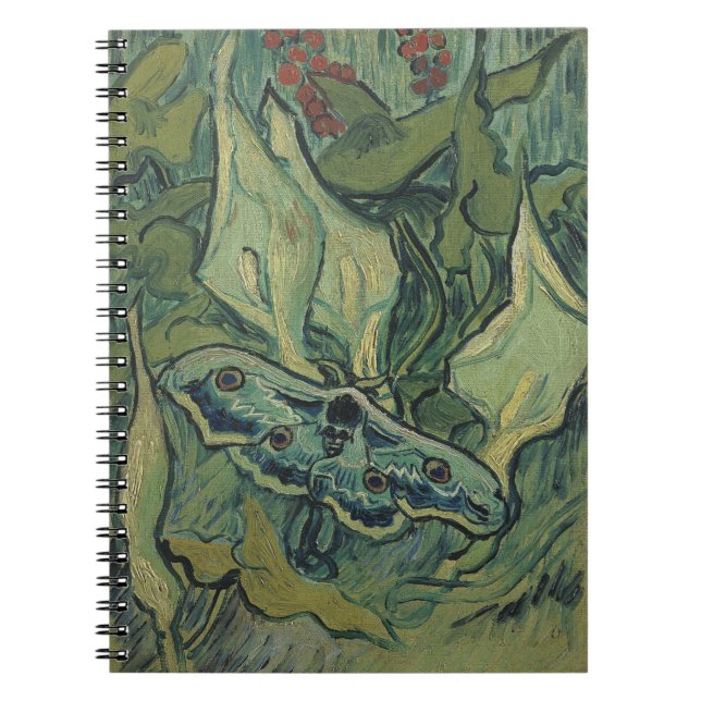 Vincent van Gogh - Underbar Peacock Moth Anteckningsbok Med Spiral (Framsidan)