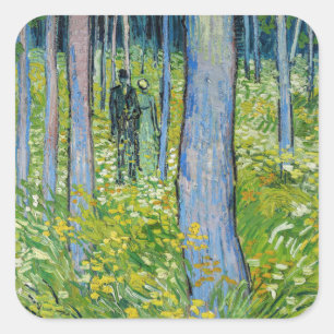 Vincent van Gogh - Undergrowth with Two Figurer Fyrkantigt Klistermärke