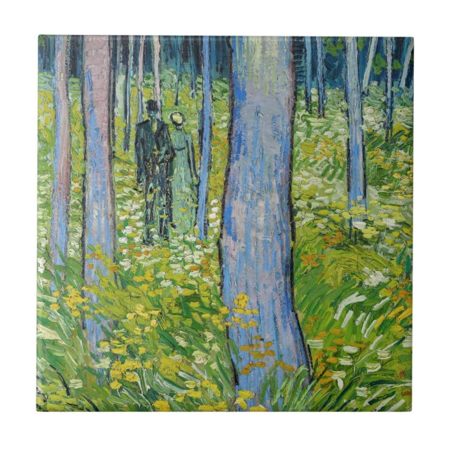 Vincent van Gogh - Undergrowth with Two Figurer Kakelplatta (Framsidan)