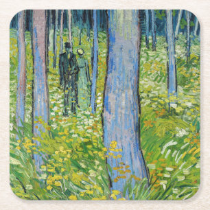 Vincent van Gogh - Undergrowth with Two Figurer Underlägg Papper Kvadrat