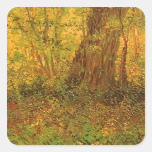 Vincent van Gogh - Undervegetation Fyrkantigt Klistermärke