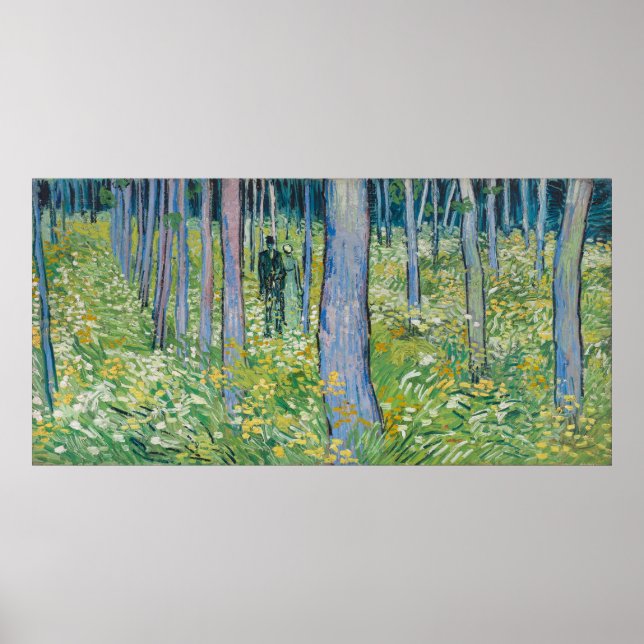 Vincent van Gogh - Undervegetation med två figurer Poster (Framsidan)