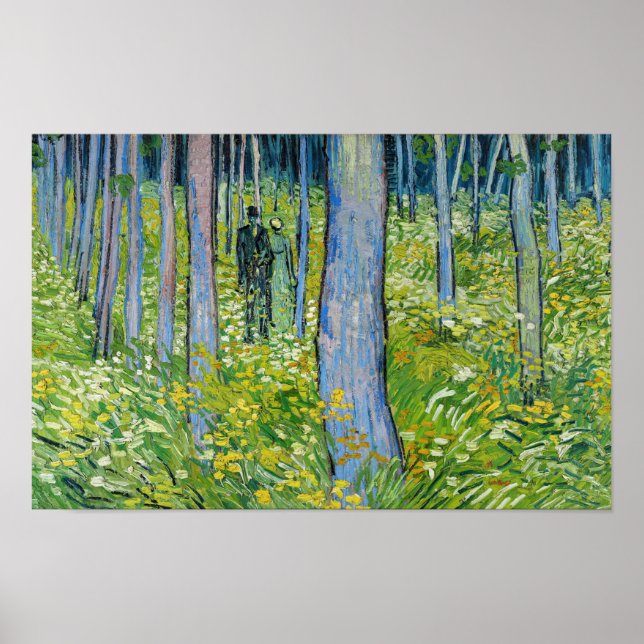 Vincent van Gogh - Undervegetation med två figurer Poster (Framsidan)