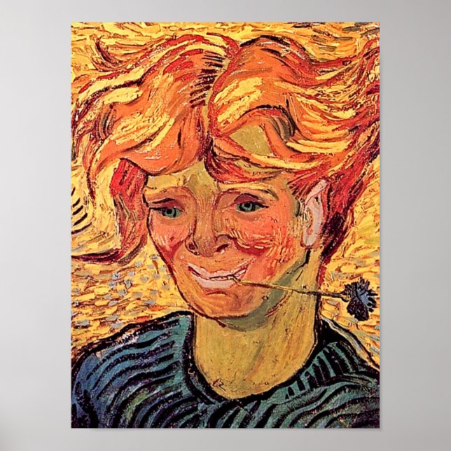 Vincent Van Gogh - Ung man med blåklint Poster (Framsidan)