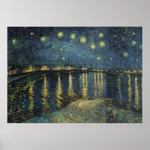 Vincent van Gogh   Upptrappningsnatt över Rhen Poster