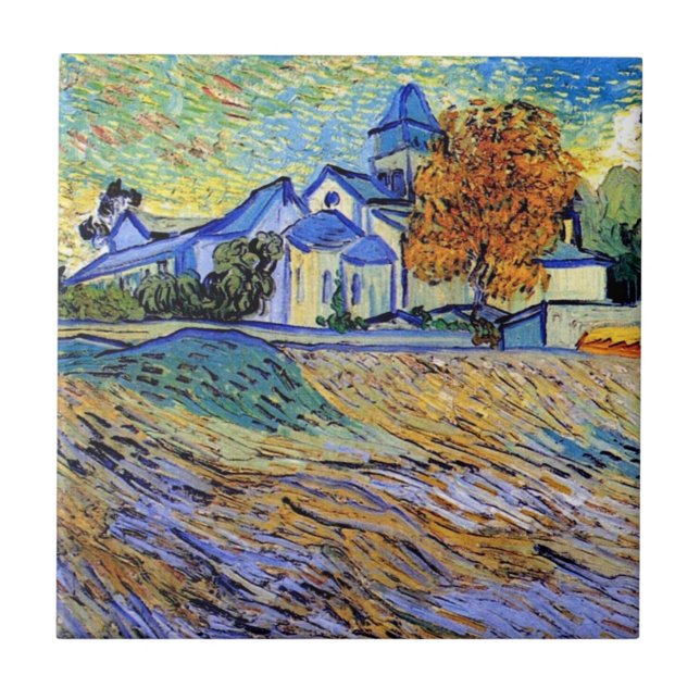 Vincent Van Gogh - Utsikt över asyl och kapell Kakelplatta (Framsidan)