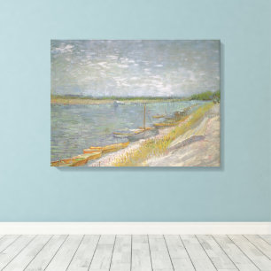Vincent van Gogh - Utsikt över en flod med roddbåt Canvastryck