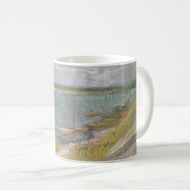 Vincent van Gogh - Utsikt över en flod med roddbåt Kaffemugg (Framsida höger)