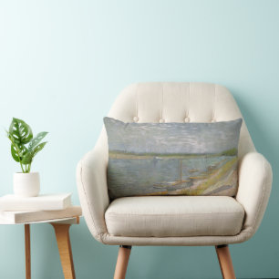 Vincent van Gogh - Utsikt över en flod med roddbåt Lumbarkudde