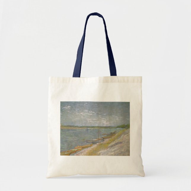 Vincent van Gogh - Utsikt över en flod med roddbåt Tygkasse (Framsidan)