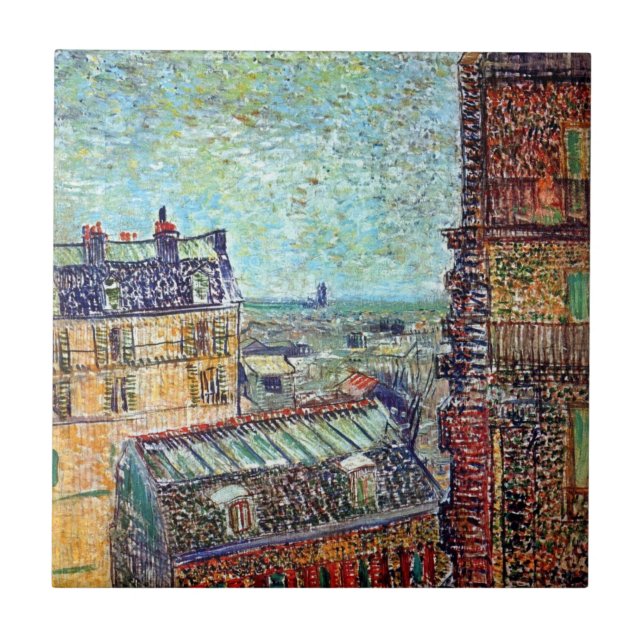 Vincent Van Gogh - Utsikt över Paris Pointillism K Kakelplatta (Framsidan)