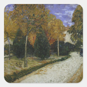 Vincent van Gogh Väg i parken i Arles, 1888 Fyrkantigt Klistermärke