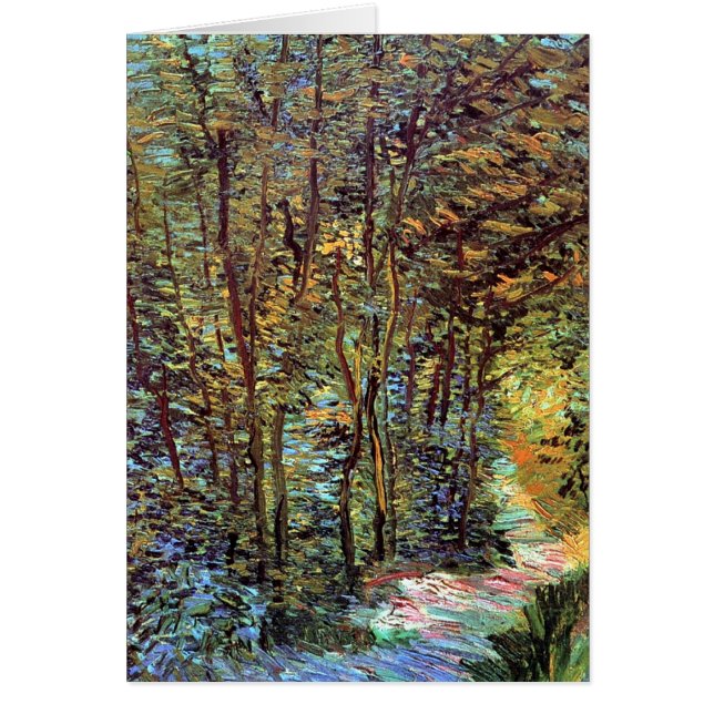 Vincent Van Gogh - Väg i Skogen Fine Art Hälsningskort (Framsidan)