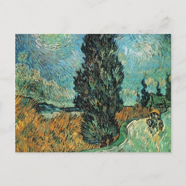 Vincent van gogh - väg med cypress och stjärna vykort (Framsida)