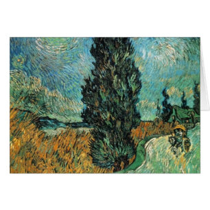 Vincent Van Gogh - väg med cypressen och stjärna Hälsningskort