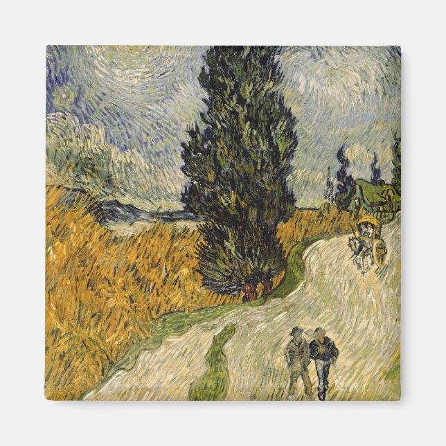 Vincent van Gogh | Väg med cypresser, 1890 Magnet (Framsidan)