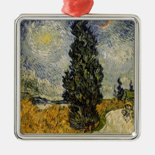 Vincent Van Gogh   väg med Cypresses, 1890 Julgransprydnad Metall