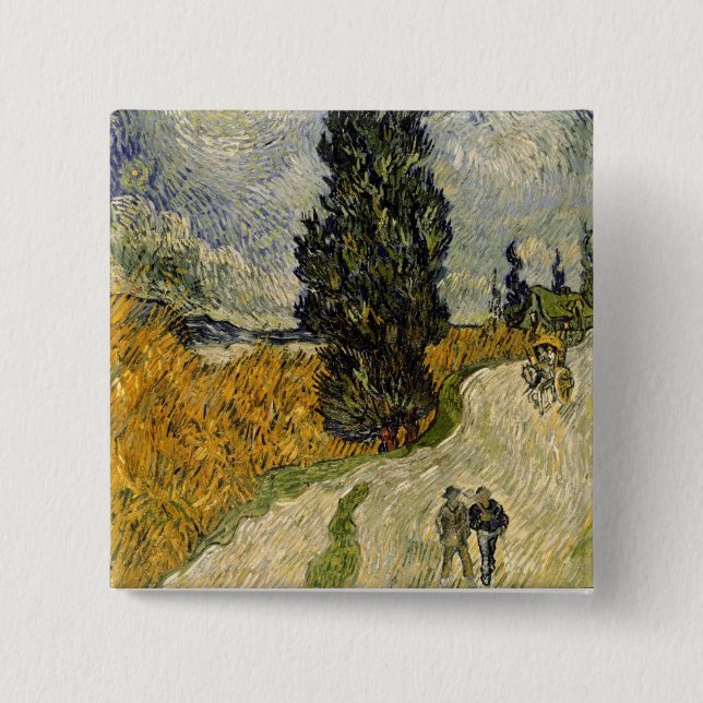 Vincent Van Gogh | väg med Cypresses, 1890 Knapp (Framsida)