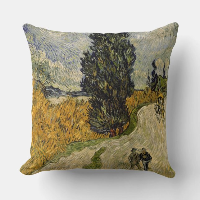 Vincent Van Gogh | väg med Cypresses, 1890 Kudde (Framsida)