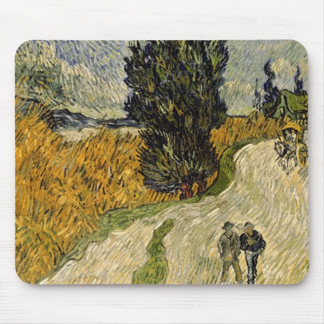 Vincent Van Gogh | väg med Cypresses, 1890 Musmatta (Framsidan)