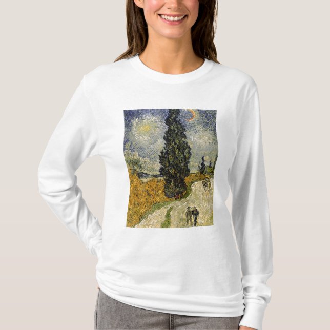 Vincent Van Gogh | väg med Cypresses, 1890 T Shirt (Framsida)
