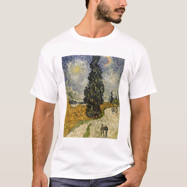Vincent Van Gogh | väg med Cypresses, 1890 Tee Shirt (Framsida)