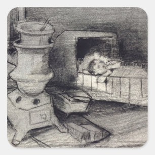 Vincent Van Gogh vaggar Fyrkantigt Klistermärke