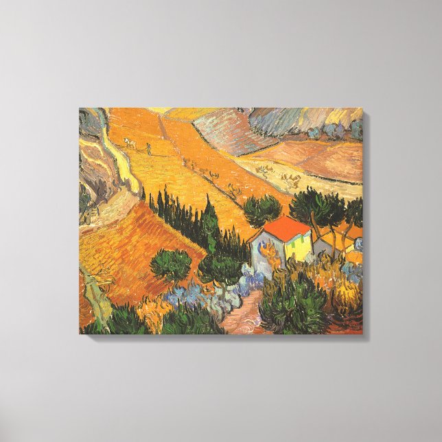 Vincent van Gogh - Valley med Plowman Canvastryck (Framsida)