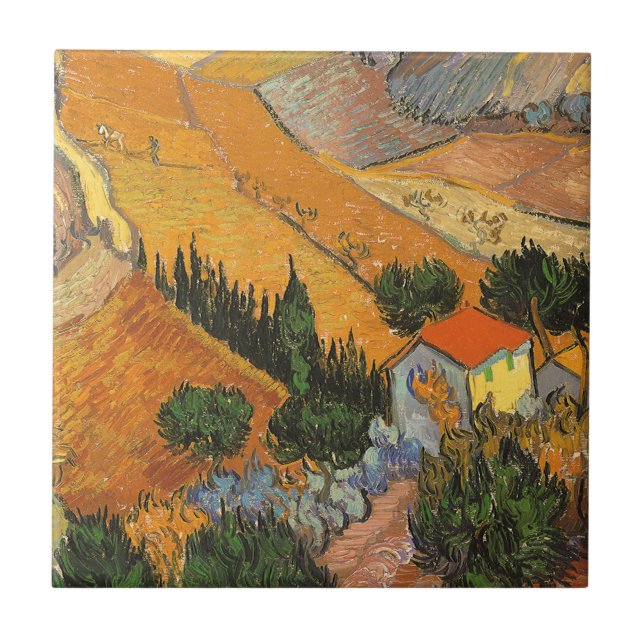 Vincent van Gogh - Valley med Plowman Kakelplatta (Framsidan)