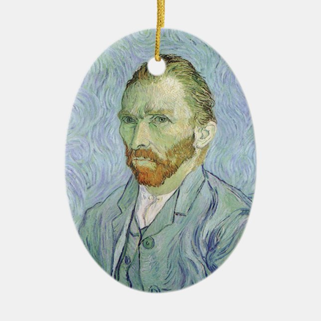 Vincent van Gogh - Van Gogh Självporträtt in Blue Julgransprydnad Keramik (Framsidan)